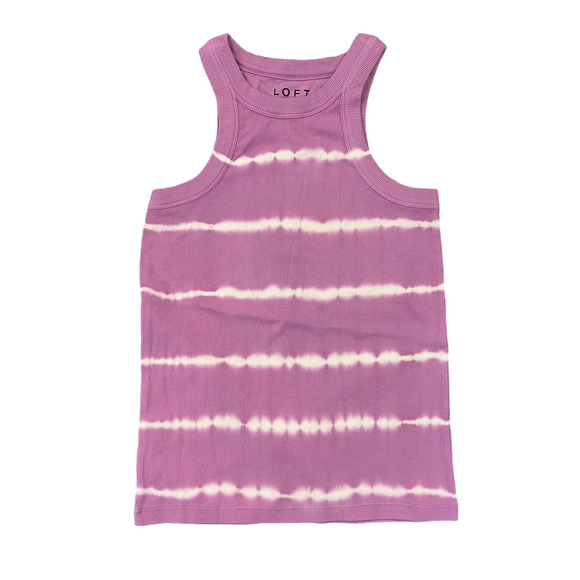 NWT LOFT Purple Tie Dye Ribbed Racerback Tank - Picture 1 of 9